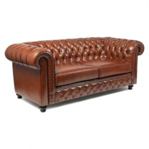 Canapé Chesterfield en cuir ancien